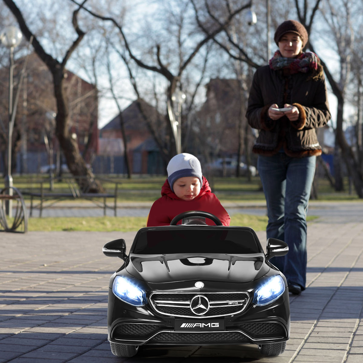 12V Kinderauto met 2.4G Afstandsbediening Batterijbediend Voertuig 120 x 70 x 52 cm Zwart