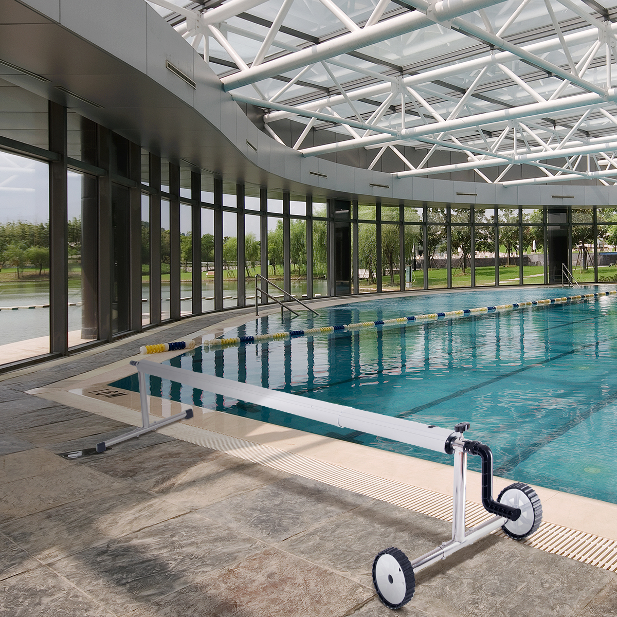 zwembad oprolinrichting mobiel oprolsysteem voor zonnezel 150 cm tot 570 cm aluminium