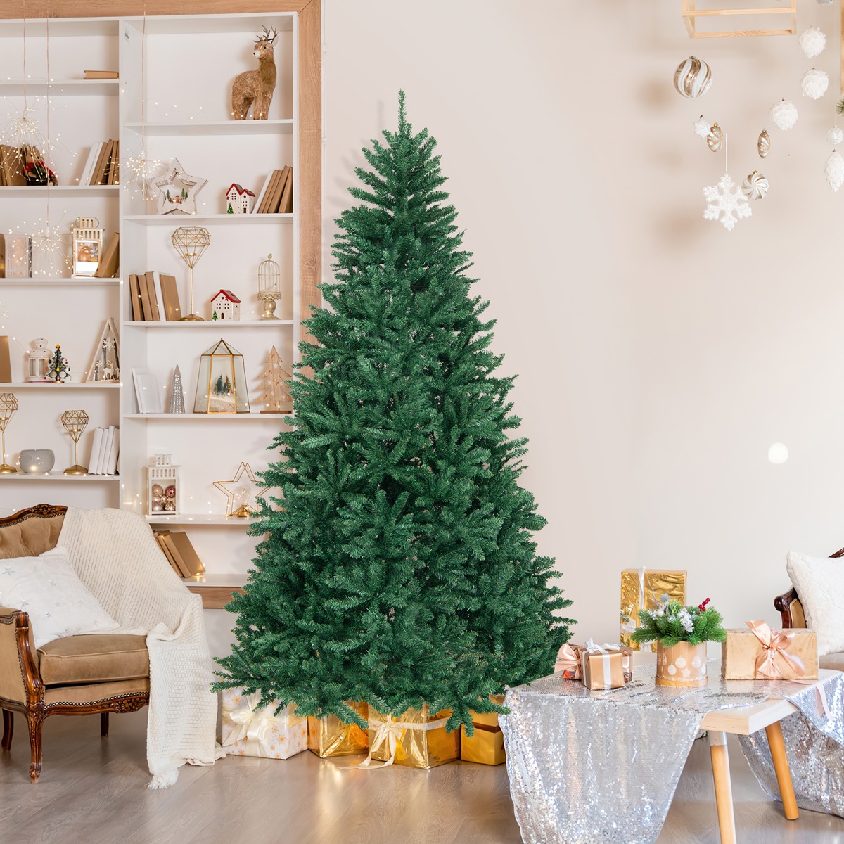 225 cm Kerstboom Onverlichte Kunstmatige Scharnierende Volledige Boom Premium PVC Douglas Boom met 2