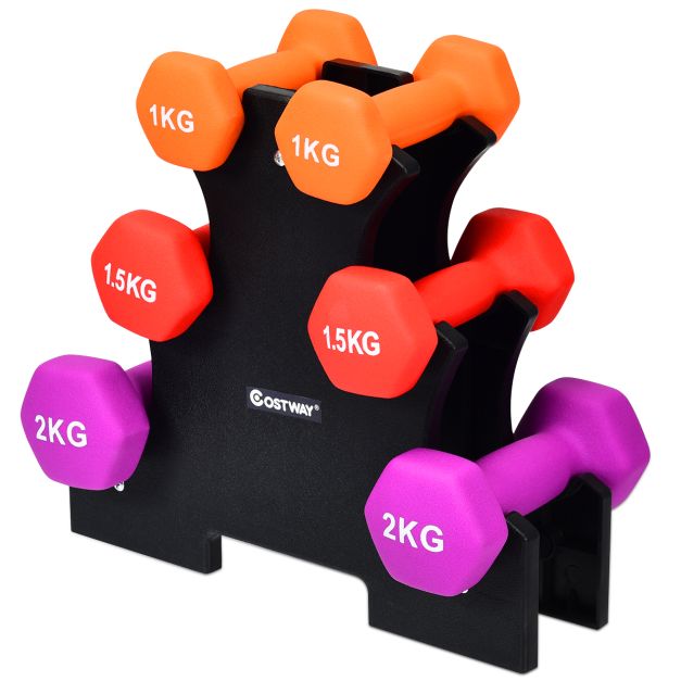 Dumbbell Set Halters Gewichten met Dumbbell Standaard Fitness Halterset Gymnastiek Dumbbells 1,5 2 Costway