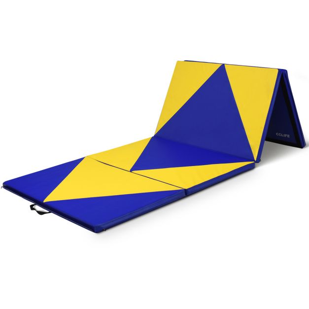 naast ruilen Knooppunt zachte vloermat opvouwbare turnmat gymnastiekmat blauw en geel 300 x 120 x  5 cm - Costway