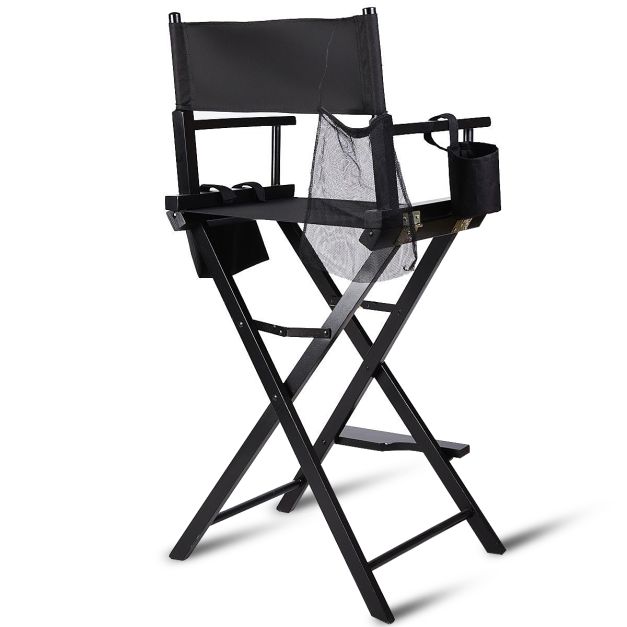 Ziektecijfers Extractie optie Hoge regisseursstoel, klapstoel, make-up stoel, hoge make-up stoel met  zijvakken - Costway
