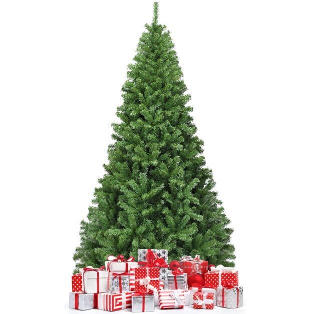 Afdaling Geurig land Kerstboom 225 cm Opvouwbare Kunstkerstboom 1346 Kant PVC Groen - Costway