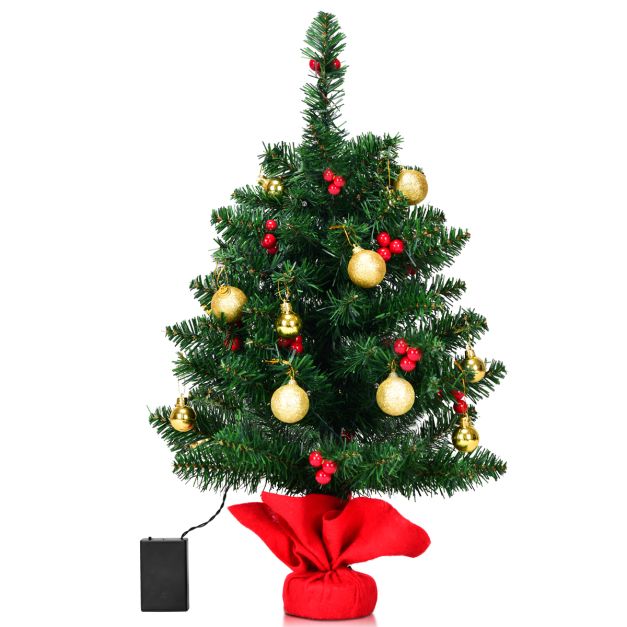 60cm Kunstkerstboom met 15 LED-verlichting Dennenboom Kerstboom Groen -