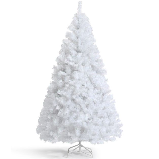 hurken Afwijking ergens bij betrokken zijn 180cm Kunstkerstboom Witte Kerstboom met Metalen Standaard - Costway