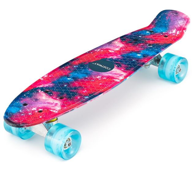 hoe telefoon Negen Cruiser Skateboard 56 cm Lang Mini Skateboard met PU Wielen Roze - Costway