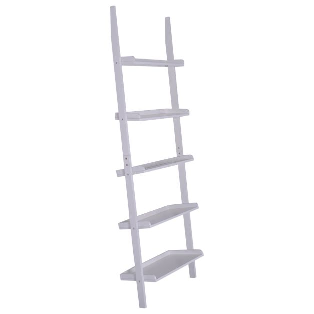 Vertrek Permanent Kameel 5 Tier Ladder Plank Boekenkast Archiefrek-Wit - Costway