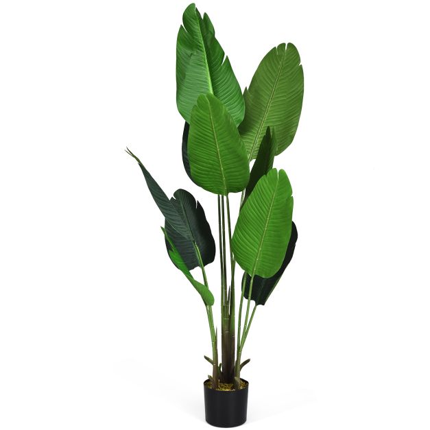 aanvaardbaar Alternatief voorstel blad Kunstmatige Tropische Palmboom Nep Plant met Cadeau Zwarte Pot Vloer Bonsai  Interieur Decoratie 160 cm - Costway
