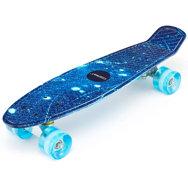 Cruiser Skateboard 56 cm Skateboard PU Wielen Blauw - Costway