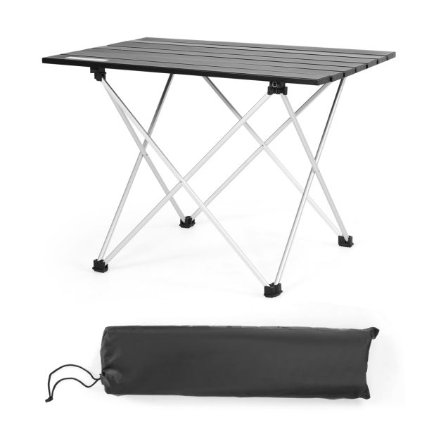 middag Wonen te binden Opvouwbare aluminium campingtafel Lichtgewicht en opvouwbare aluminium tafel  56 x 41 x 41 cm Zwart - Costway