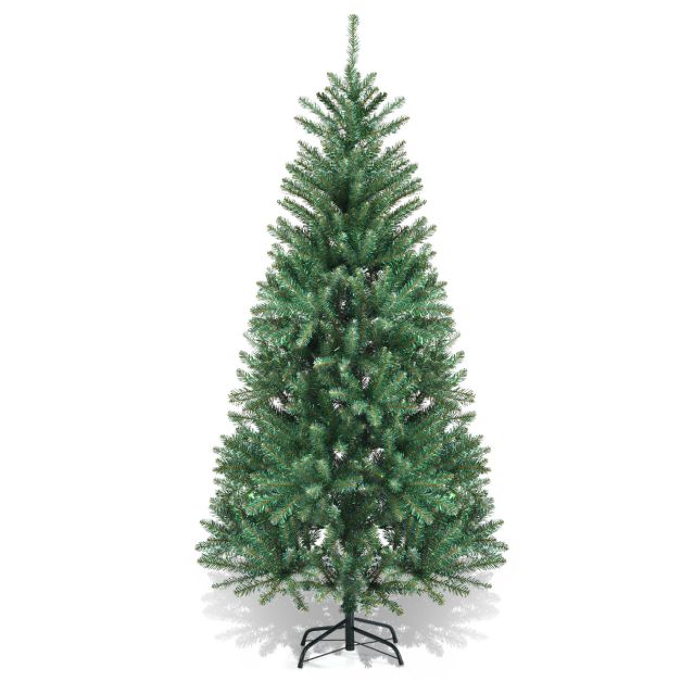 Blanco gezagvoerder zakdoek 180cm Hoge Kerstboom met Metalen Standaard Kleurrijk - Costway