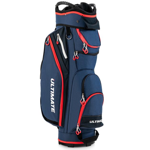 Overleving Kruik baseren Golf Club Bag met 14 Aparte Compartimenten 8 Zakken Regenkap Shoulder Nylon  Cooler Bag Navy - Costway