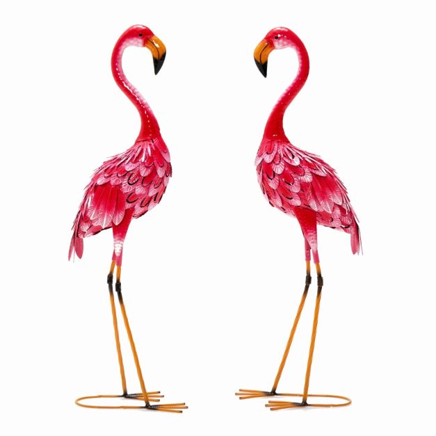 voorbeeld Voorgevoel Emigreren Set van 2 Flamingo Tuinbeelden Tuinfiguur van Metaal Flamingo Decoratie  voor Gazon Tuin Tuindecoratie Roze - Costway