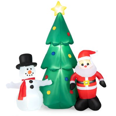 bevind zich bescherming Sanctie 185cm Hoge Opblaasbare Kerstdecoratie Gigantische Kerstcombinatie met LED- verlichting - Costway