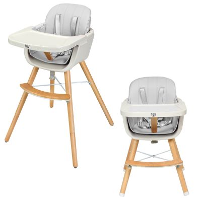 Trapstoel met Verstelbare Eettafel Verwijderbaar voor Baby Zuigeling Peuters Grijs -
