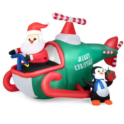 optie gemeenschap shampoo Opblaasbare Kerstman in Helikopter met Cadeau met LED-verlichting 190 x 130  x 120 cm - Costway