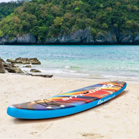 Costway Opblaasbare Stand Up Surfplank Verbreed Board 320 x 76 x 15 cm Sterrenhemel Patroon Kleurrijk