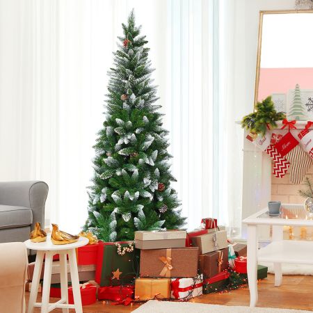 Costway Snowy kerstboom met metalen standaard en 630 puntige PVC-naalden 180cm