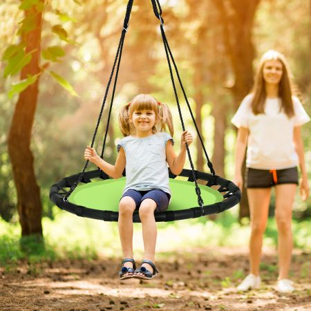 Ø100cm nestschommel ronde schommel 100-160cm verstelbaar touw kinderschommel 150kg draagvermogen hangende schommel groen