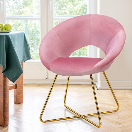 gestoffeerde fauteuil met metalen poten, kaptafel, stoel, belastbaar tot 120kg, woonkamerstoel, roze