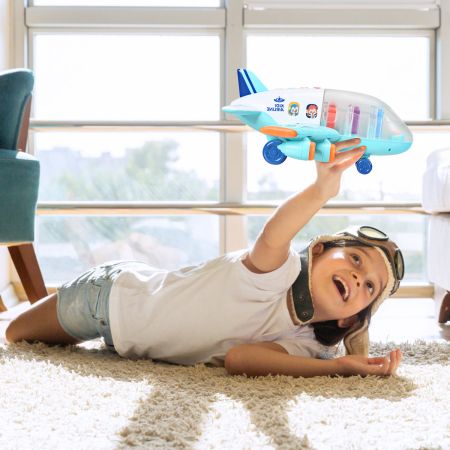 Kindervliegtuig Vliegtuig Speelgoedvliegtuig met Licht en Muziek Blauw 31 x 36 x 16 cm