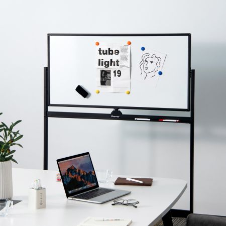 Dubbelzijdig Magnetisch Mobiel Whiteboard Mobiel Rollend Whiteboard voor Kantoor Zwart