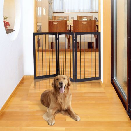 Traphekje Opvouwbaar Honden Kinderen Barrier Door Safety Gate 160 x 1.2 x 76 cm Bruin