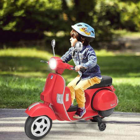 6V Elektrische Motorfiets met 2 Trainingswielen en Sleutel & Verlichting en Muziek voor Kinderen Vanaf 3 Jaar Rood