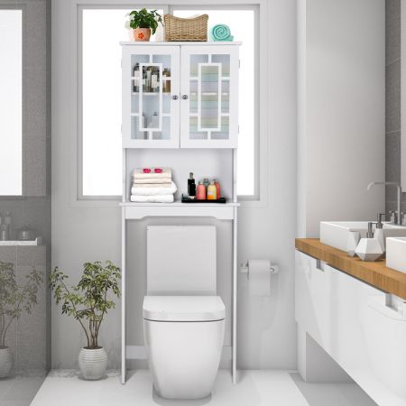 Toiletkast Badkamerplank Toiletplank Wasmachinekast met 3 Planken Wit 60 x 22 x 170,5 cm