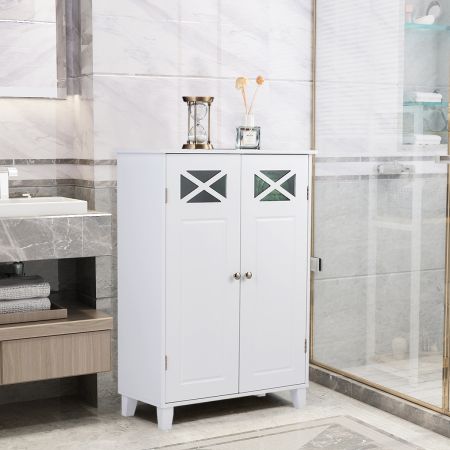 Badkamermeubel vrijstaande badkamerkast dressoirkast inclusief in hoogte verstelbare plank 60 x 30 x 87 cm wit