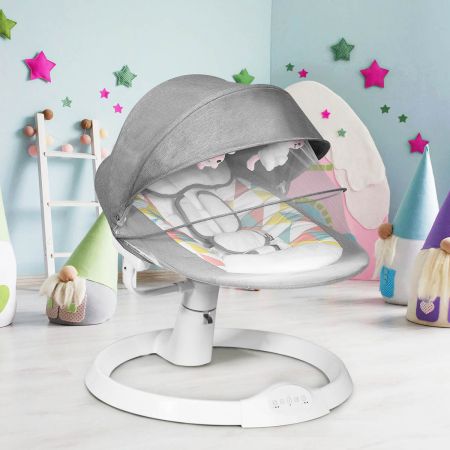 Costway wipstoeltje elektrische babyschommelstoel babyschommel met 5 schommelposities grijs