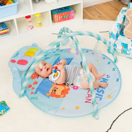 Costway 4 in 1 Activity Mat Baby Play Mat Musical Piano with Lights 86 x 86 x 47 cm Blauw
