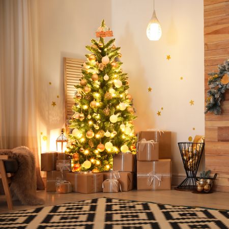 Costway 150cm Hoge Verlichte Kunstmatige Potlood Kerstboom met Warm Wit Licht Groen