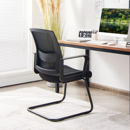 Costway Mesh bureaustoel met rugleuning Belastbaar tot 136kg 60 x 54,5 x 94 cm Zwart
