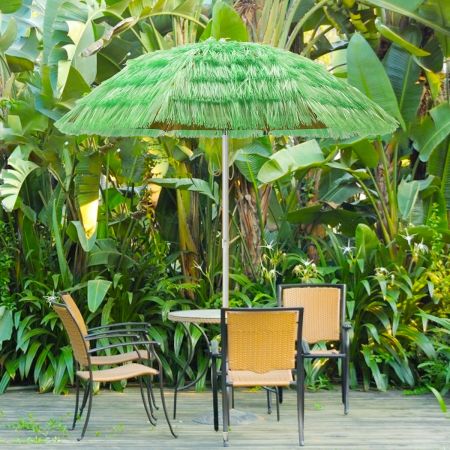 Hawaii Parasol 200 cm Reistriet Marktparasol Tuinparasol Kantelbaar Terrasparasol voor Tuin Strand Outdoor Groen