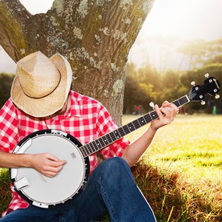 Costway 5-snarige banjo met 3 plectrums bruin hout 33,5 x 10,5 x 97 cm