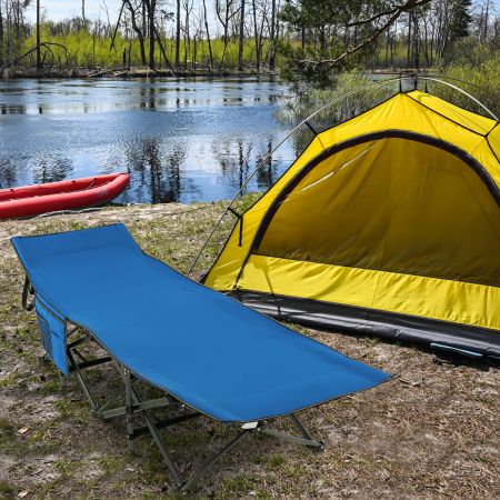 Costway Opvouwbaar Campingbed Slaapbank voor Camping 190 x 72 x 51 cm Blauw