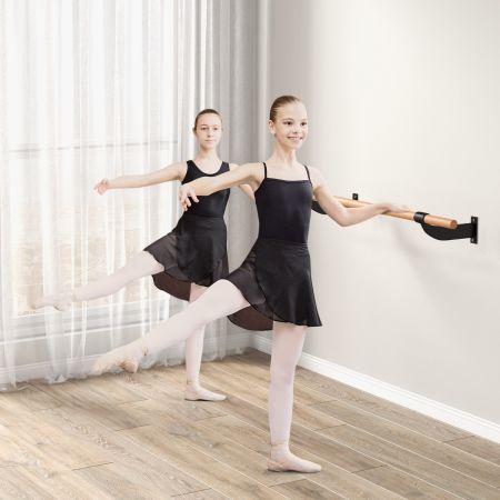 120 cm Lange Balletstang Wandmontage Dansstang van Hout Incl. Wandafstand Zwart+Naturel