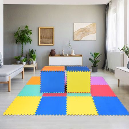 Schuimpuzzelmat voor kinderen Kleurrijke speelmat met 12 in elkaar grijpende puzzelstukjes
