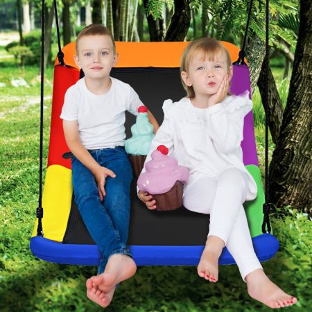 Costway Boomschommel Multi-kinderschommel Tuinschommel voor kinderen 83 x 155 cm Kleurrijk