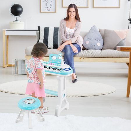 Kinderpiano met 37 toetsen Elektronisch toetsenbord met krukje 47 x 20 x 60 cm Blauw