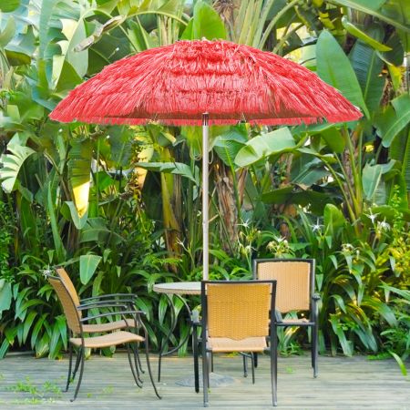 Hawaii Parasol 200 cm Reistriet Marktparasol Tuinparasol Kantelbaar Terrasparasol voor Tuin Strand Outdoor Rood