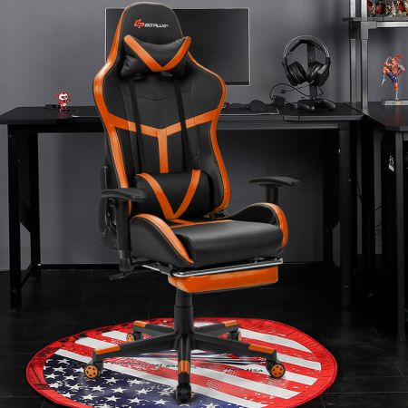 Gaming Stoel Ergonomische PC-stoel met Hoofd- en Lendensteun Geel