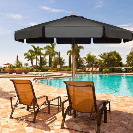 3m parasol met verstelbare hellingshoek 8 dwarsschoren & waterdicht polyesterweefsel met UV-bescherming grijs