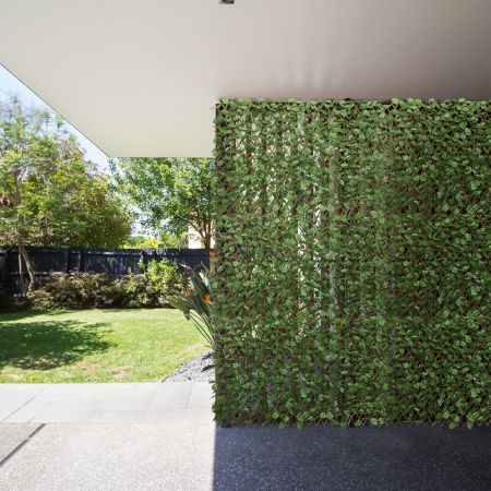 Kunstplant Muurhaag Klimopbladeren Privacyscherm Haagplant Windscherm voor Tuindecoratie 125 x 28 cm