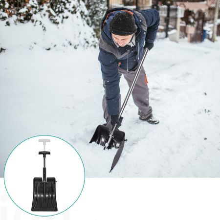Shovel 3-in-1 Multi-Functionele Sneeuwschop Set met Sneeuwborstel en IJskrabber Zwart