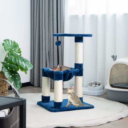 Multi-Level Kattenboom Soft Wrapped Kattenboom met Knusse Hangmat Blauw