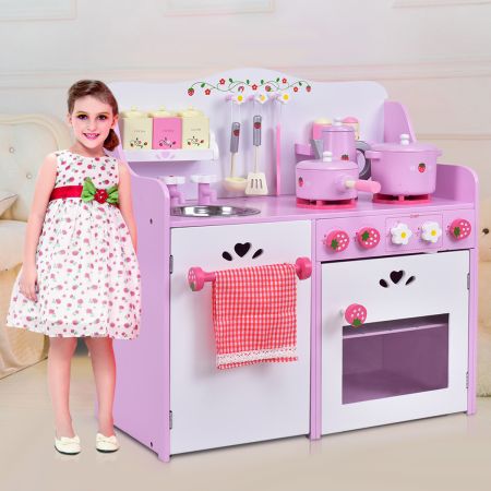 Rode en witte huisjes kinder speelkeuken Toy Kitchen