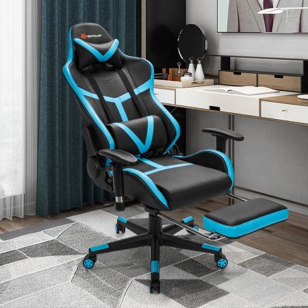 Gaming Stoel Ergonomische PC-stoel met Hoofd- en Lendensteun Blauw