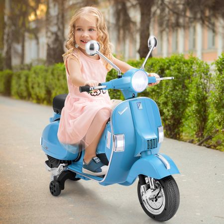 6V Elektrische Motorfiets met 2 Trainingswielen en Sleutel & Lichten en Muziek voor Kinderen vanaf 3 Jaar Blauw